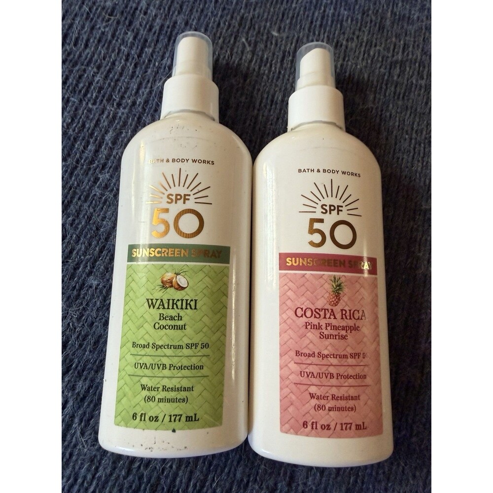 Bath & Body  Spf 50 Sunscreens Spray Set Of 2 6 Oz Each Waikiki And Costa Rica